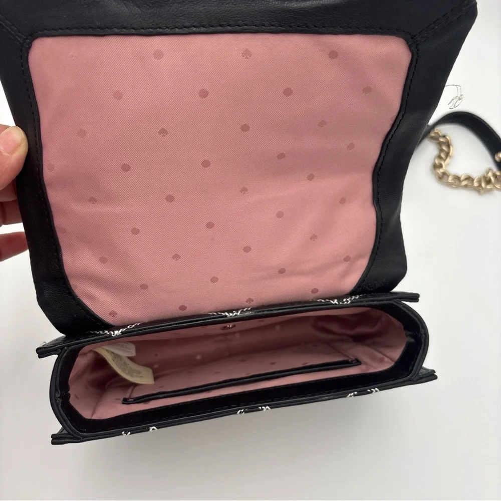 Kate Spade Quilted‎ Black Crossbody with Gold Chain